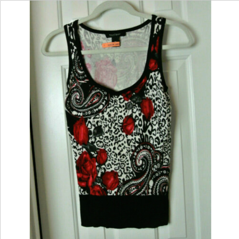 White House Black Market Sweater Tank Top Leopard